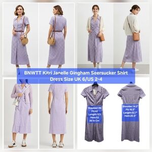 BNWTT Kitri Janelle Gingham Seersucker Shirt DressSize UK 6/US 2-4